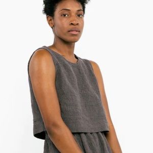 Elizabeth Suzann Petra Crop in Charcoal Linen Gauze